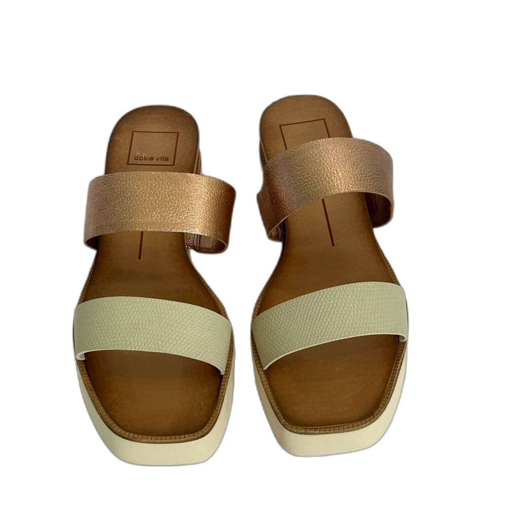 Dolce Vita Sandals Women’s Size 7.5 Color Metallic Rose Gold Beige Parni